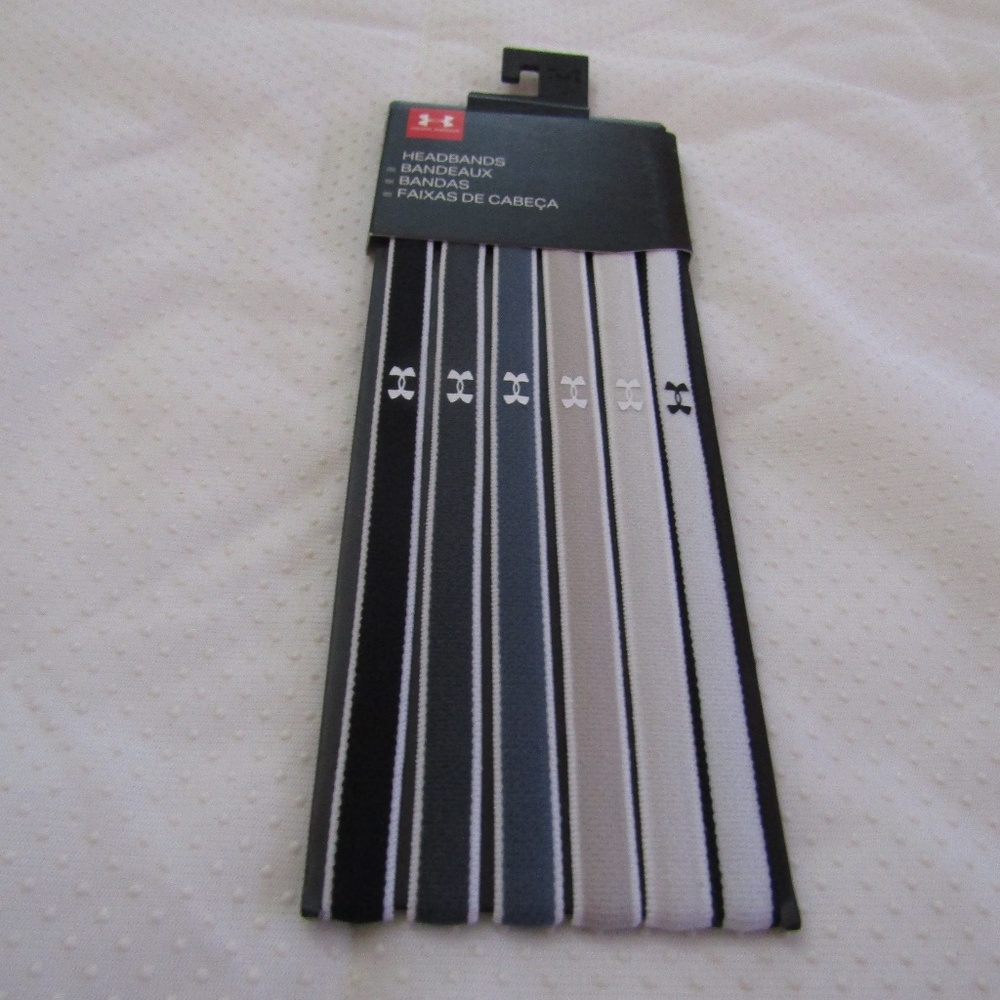 Under Armour Headbands Pack Of Blk White And Grey Womens
